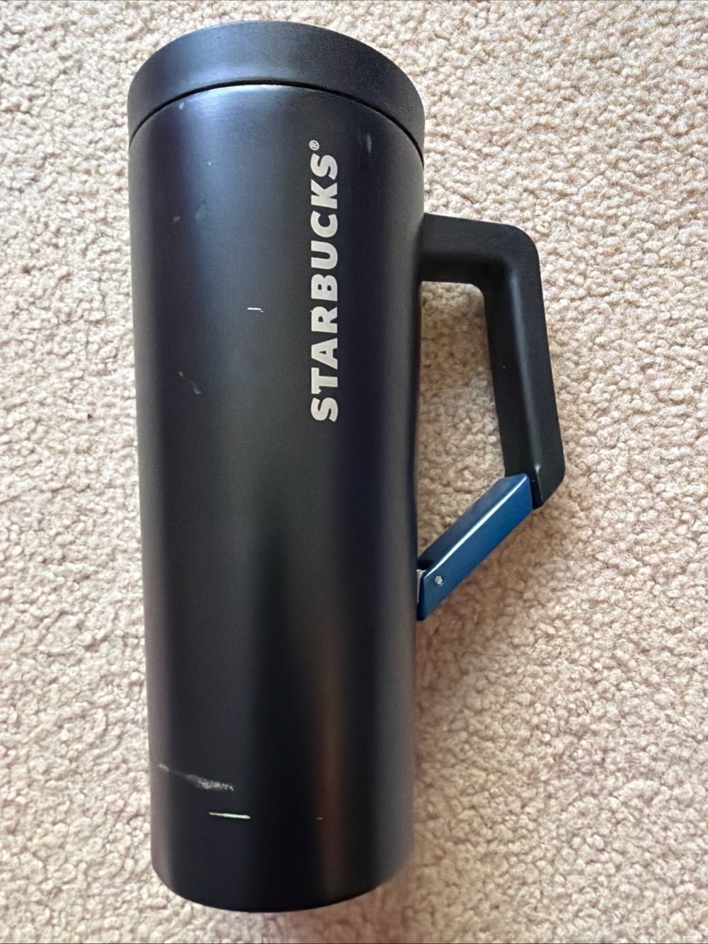 Starbucks Black Stainless Steel Travel Mug Tumbler Carabiner Handle 16oz